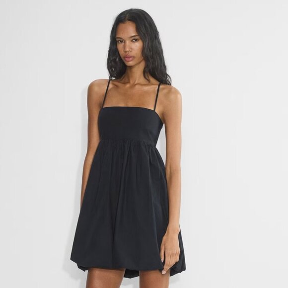 Aritzia Sunday Best Elio Poplin Babydoll Bubble Dress Black Size XL - Picture 2 of 7